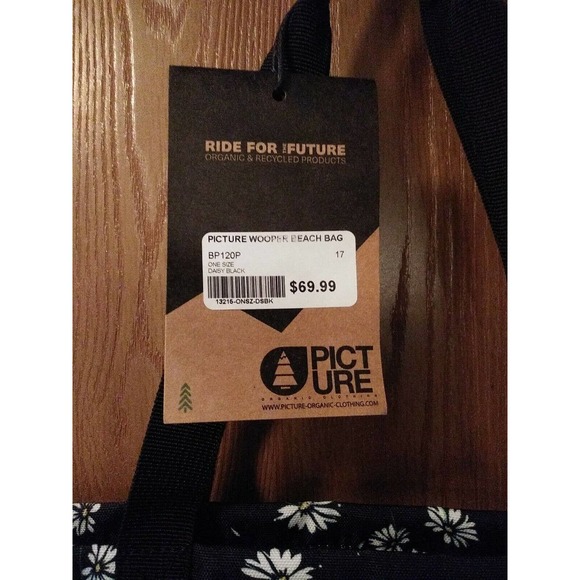 NWT!! Picture Organic Daisy Tote Bag Recycled Beach Bag - Picture 4 of 8